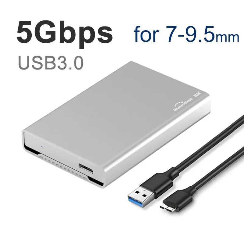 B-A for 9.5mm Корпус для жесткого диска USB 3,1 type C SSD чехол корпус портативный жесткий диск caddy 6 Гбит/с 2,5 ''sata 7-15 мм полностью алюминиевый чехол - Цвет: B-A for 9.5mm