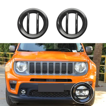 

for Jeep Renegade 2019 2020 Front Fog Light Decoration Cover Trim Foggy Lamp Sticker ABS Carbon Fiber Car Exterior Accessories