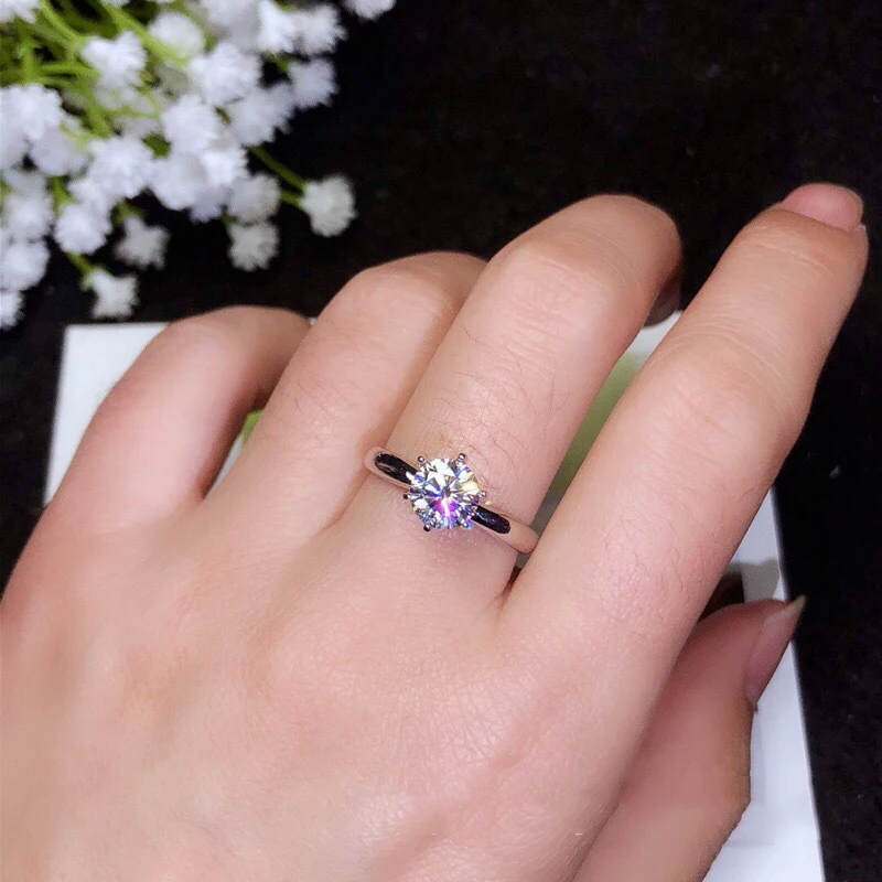 BOEYCJR Классический 925 серебро 1ct/2ct F цвет Moissanite VVS обручальное свадебное кольцо с бриллиантом с национальным сертификатом для женщин