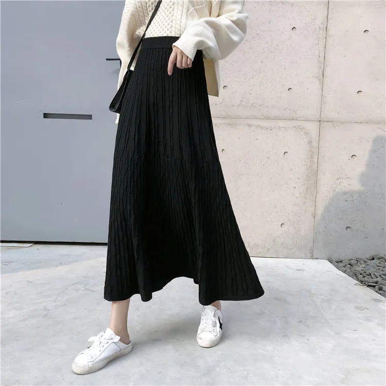 video# 4240 a qiu dong with knitted skirts woman a word skirt of tall waist posed show thin in han edition - Цвет: see chart
