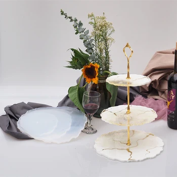 

New 3 Tier Resin Tray Molds Resin Stand Mold Mould with Hardware Fittings for Making 3 Tier Cake Stand Home Decoration