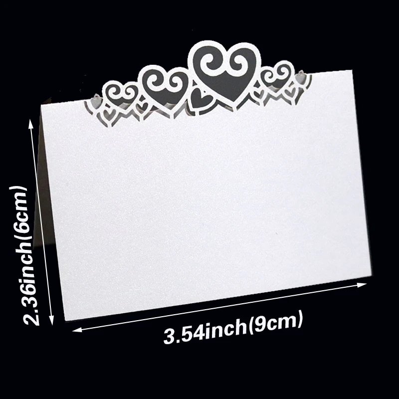 Love Heart Table Name Place Cards for Wedding Birthday Party 50/100Pcs