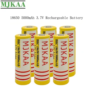 

MJKAA 6PCS 100% Original New BRC18650 5000mAh 3.7V Li-ion Rechargeable Battery Lithium Batteries for Flashlight