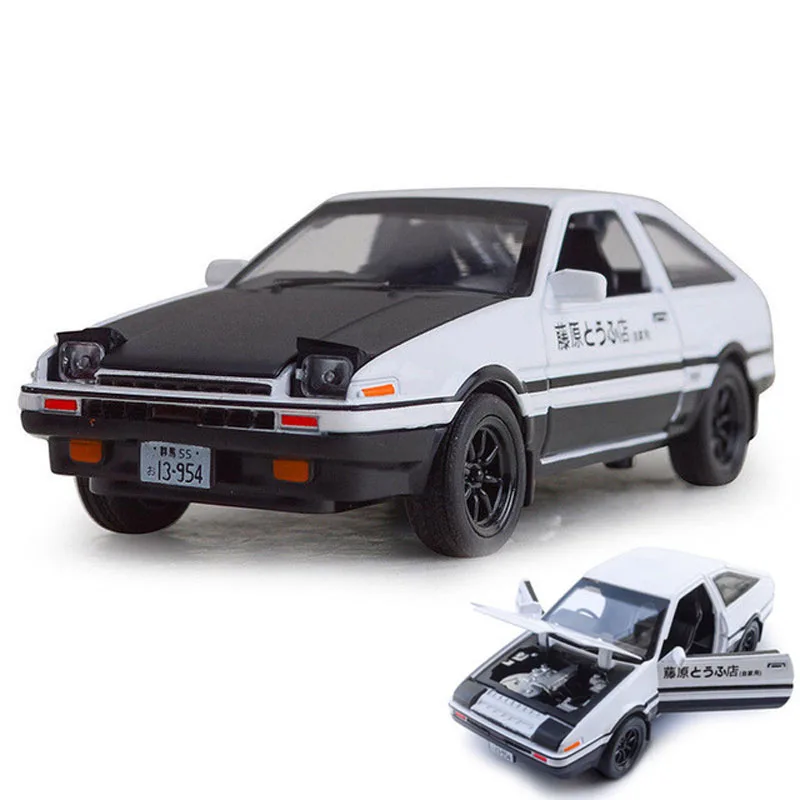 AE86 литая модель автомобиля из сплава и металла, оригинальная Игрушечная машина, 1:28, детская светящаяся игрушка для мальчика, модель спортивного автомобиля