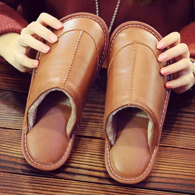 E Cotton Slippers Winter Indoor Home Non-slip Waterproof Warm Men and Women Couple Floor Slippers - Цвет: E