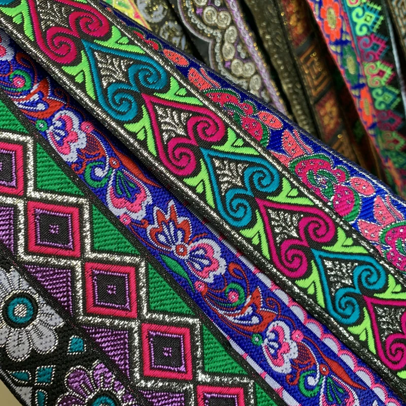 Lace Trim Ribbon 3 Yards 1.3 Inch 33MM Vintage Ethnic Embroidery Lace Ribbon Boho Lace Trim DIY Clothes Bag Accessories Embroidered Fabric ribbon decoration ribbon supplies lace trim ribbon