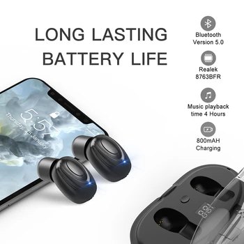 

W23 TWS 5.0 Bluetooth Earphones LED Battery Display Smart Press Earbuds IPX5 Waterproof Sports Headset with Charging Box