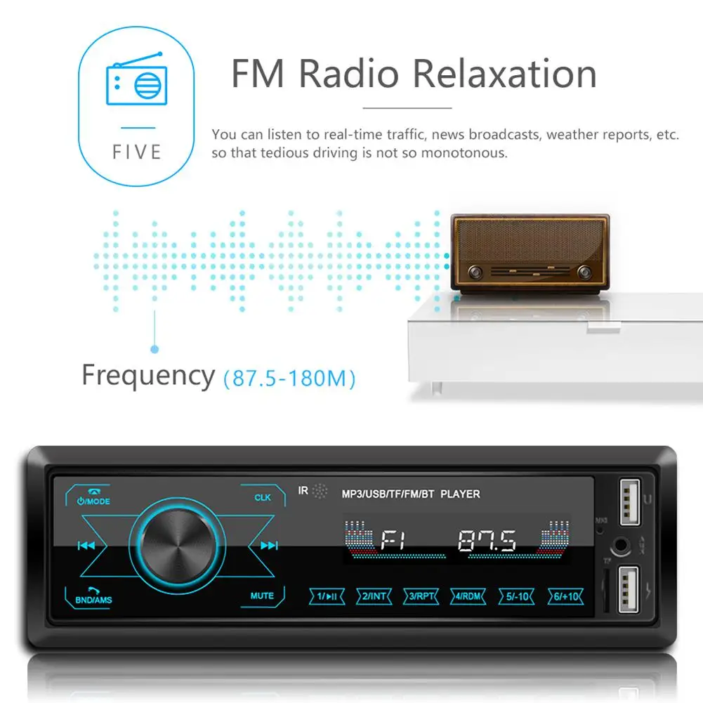 Автомобильный мультимедийный MP3 плеер Bluetooth AUX FM стерео Авто Радио сенсорный экран MP3 музыкальный плеер с цветным светильник аксессуары для автомобиля