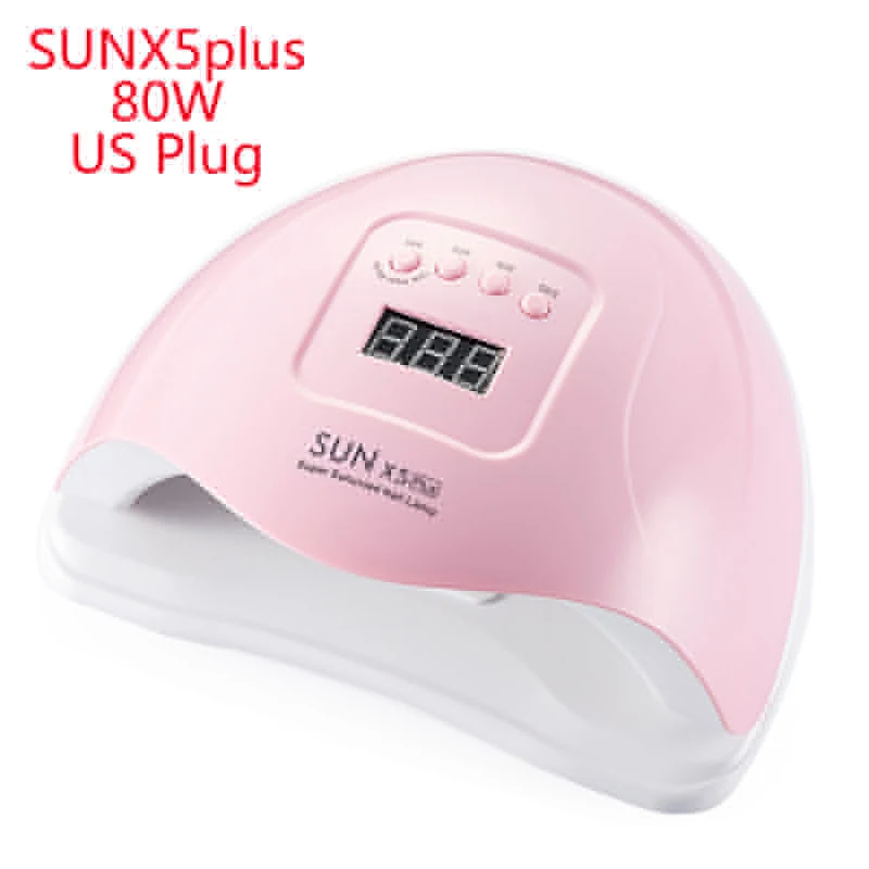 Pink US Plug 80 Вт Светодиодный УФ-лампы для ногтей 36 светодиодный s для ногтей сушилка для рук УФ-гель для ногтей с Сенсор таймер ЖК-дисплей Дисплей 30/60/90s SUNX5 плюс - Цвет: Pink US Plug