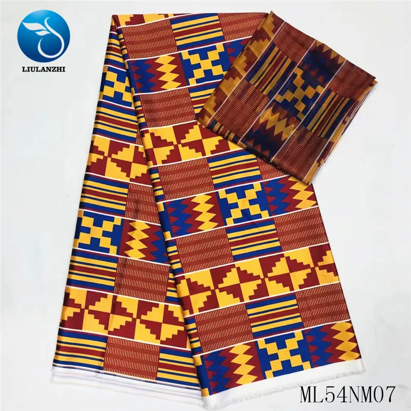 ML54NM0734 LIULANZHI африканская шелковая ткань лента шелковая ткань 4+ 2 ярдов Анкара Красная атласная ткань для платья Горячая Распродажа ML54NM07 - Цвет: ML54NM0734