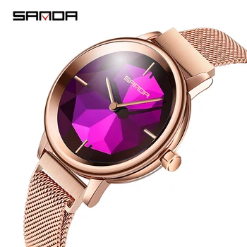 

2020 New SANDA Rose Gold Women Watches Luxury Top Brand Mesh Watch Women Waterproof Female Clock Ladies Relogio Feminino P1016