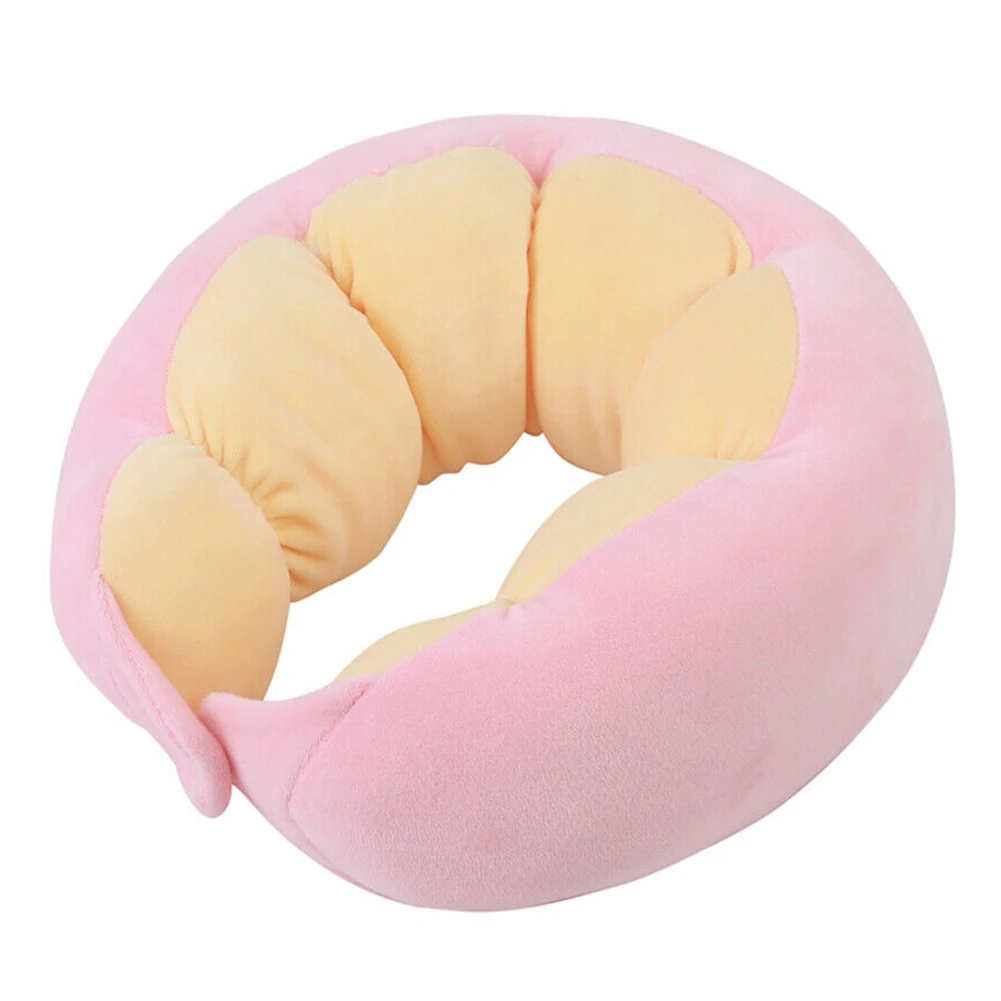 Car Sleeping Washable U Shape Pillow Neck Support Head Rest Soft Home Cartoon Pea Portable Cushion PP Cotten Travel Office