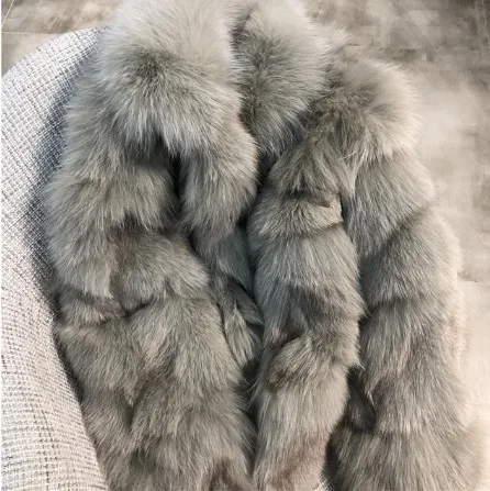 Новинка, модное длинное пальто из натурального Лисьего меха, зимняя куртка женская верхняя одежда, уличная одежда, Толстая теплая Корейская Свободная куртка - Цвет: 12