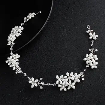 

Bride Wedding Headdress Hair Jewelry Pearls and Diamond Tiara Bridal Crown Crystal Fashion Accessories TS92