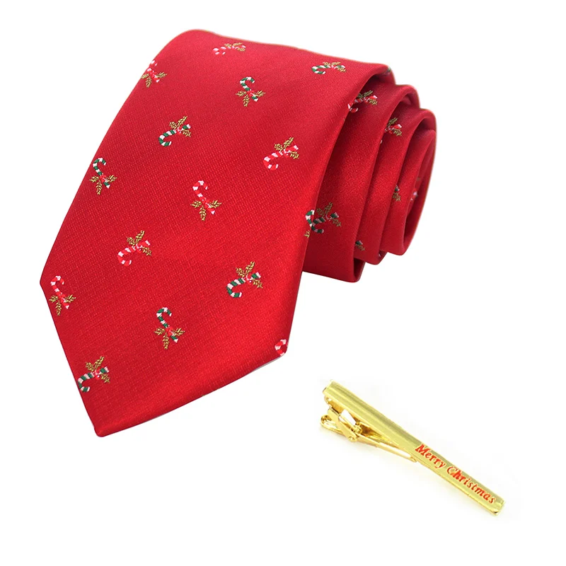 KAMBERFT Шелковый Рождественский галстук и зажимы для галстука, модный галстук 8 см, снежный Санта дизайн для мужчин и детей, рождественский подарок - Цвет: 01