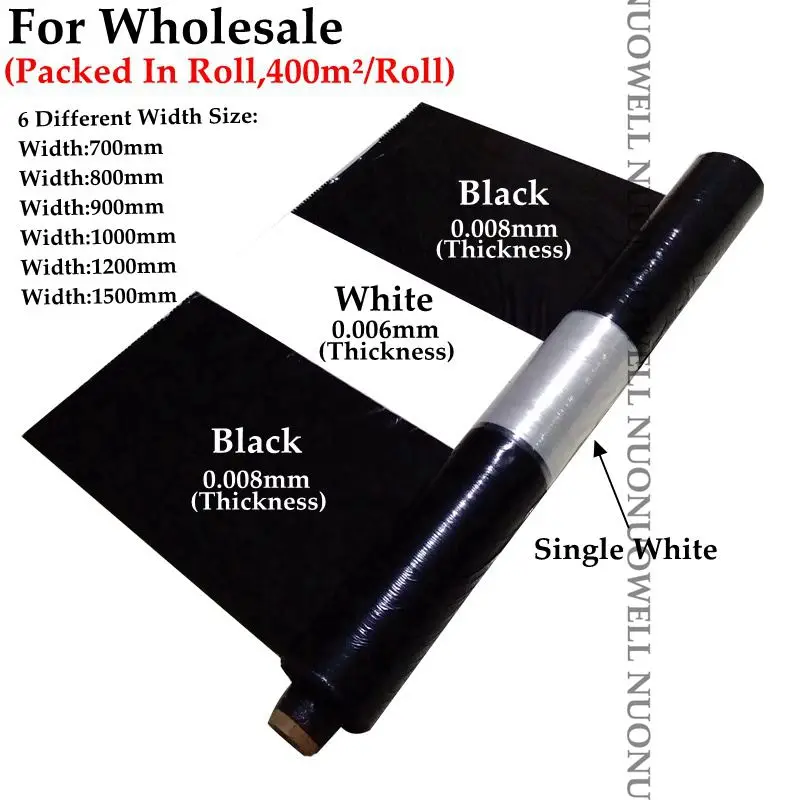 Wholesale 400m²/Roll Black And White Mulching Film Agriculture Plastic Film Plants Covers Grow Film Pest Weed Control Keep Warm - Цвет: White Black 0.008mm