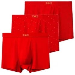 3 Pcs Big Size Underwear For Man Boy Boxer Briefs Panties Undies Underpant Homme Knickers Red Bottoming Shorts 5XL 6XL 7XL 8XL