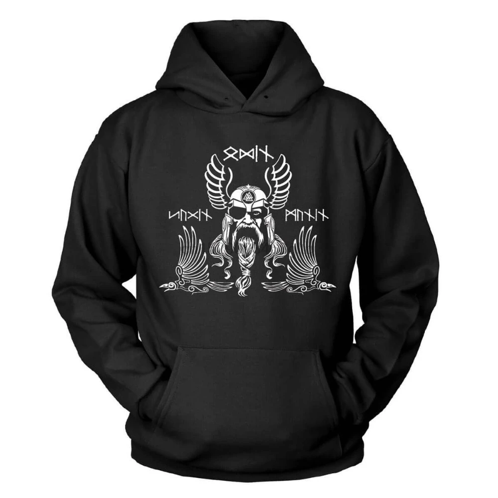 Свитер с капюшоном Odin пуловер Hugin Munin Valknut Valhalla Yggdrasil Runen | Мужская одежда