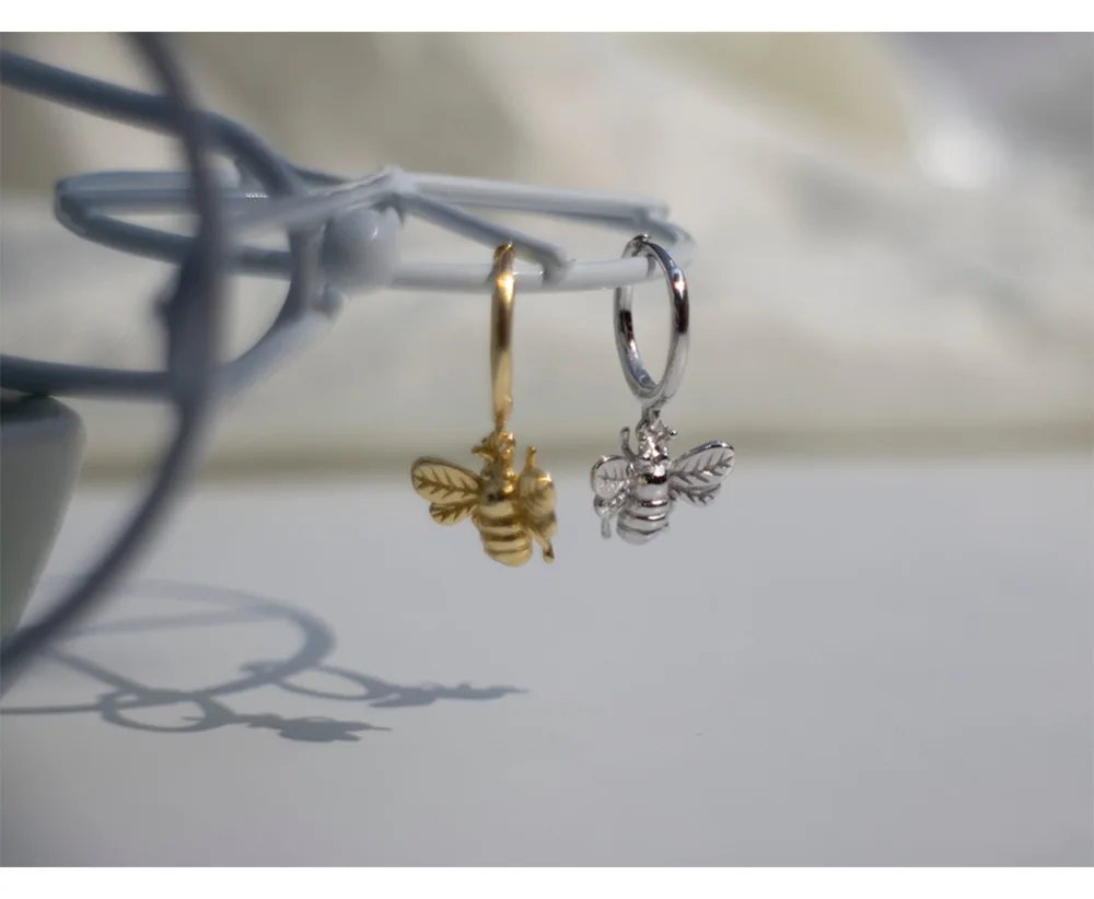 925 sterling silver earring fashion cute Insect bee drop short earring Personality wild trend female girl silver ear jewelry