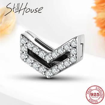 

925 Sterling Silver Special symbol arrow Sparkling Zircon Clip bead Charms Jewelry Making fit Original Reflexions Bracelet