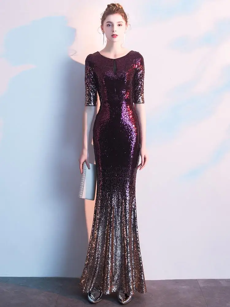Элегантное Черное вечернее платье с рукавом до локтя, женское платье Qipao, вечернее платье полной длины, Новинка Vestidos De Festa размера плюс - Цвет: Style 5