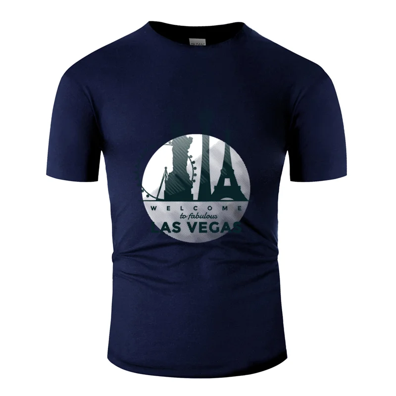 Men-Navy Blue Дышащая Минималистичная футболка с принтом в стиле Лас-Вегаса, одежда, мужская футболка с буквами, хлопок, футболка с круглым вырезом - Цвет: Men-Navy Blue