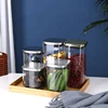 Sealed Glass Jars With Lids For Coffee Storage Can Square Candy Biscuits Pot Kitchen Glass Mason Jar Food Container Bulk Cereals 3