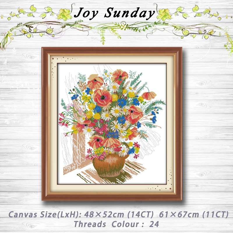 

Colorful flower vase decor painting dmc 14CT 11CT counted cross stitch kits embroidery set Needlework Set chinese cross stitch