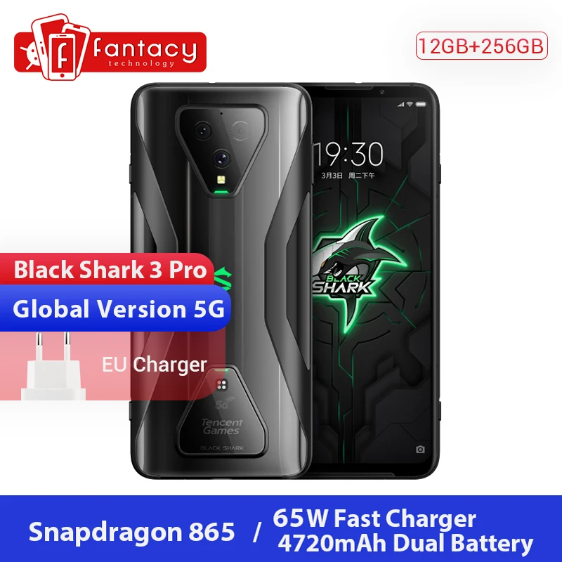 Глобальная версия Xiaomi Black Shark 3 Pro 5G Snapdragon 865 12 Гб 256 ГБ игровой телефон