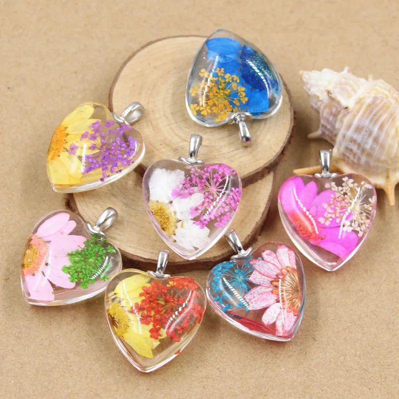 6pcs Charms flower Drift Bottle Glass Pendant Crafts Making Findings Handmade Jewelry DIY for Earrings Necklace