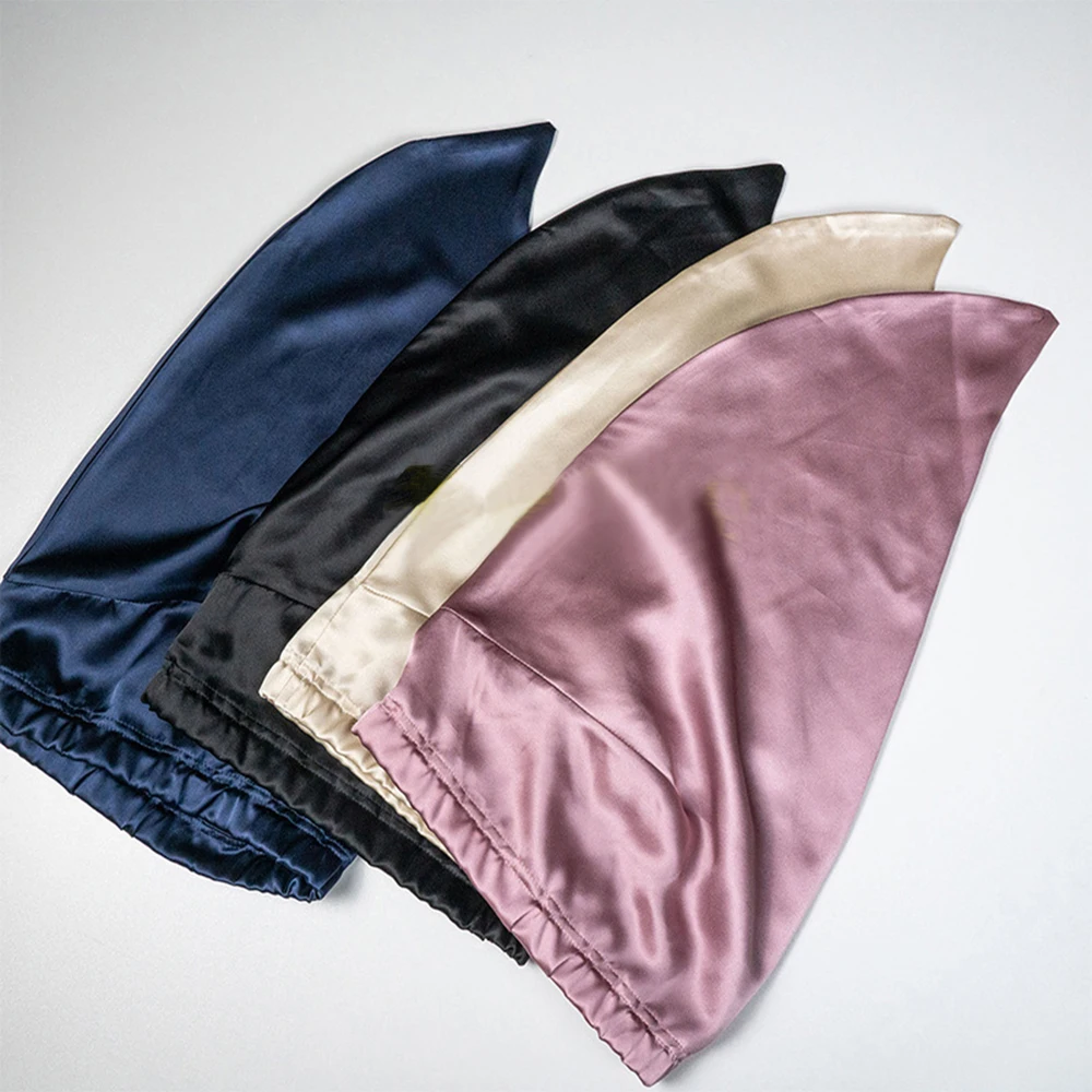 100% Silk Sleeping Cap Night Silk Sleep Cover for Women with Elastic Ribbon for Hair Care Long Hair 19 Momme 6
