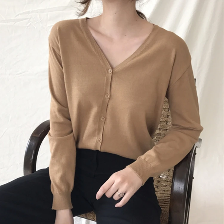 Colorfaith New Autumn Winter Women's Sweaters Knitting Minimalist Tops Korean Style Elegant Slim Casual Cardigans SW7003