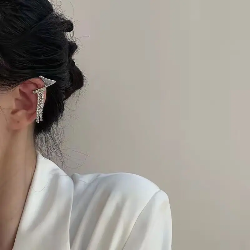 Gothic Elf Ear Cuffs Piercing Earrings For Women Silver Color Punk Earcuff Tassel Earrings Goth Jewelry ear clip earrings clip earrings fashion earrings