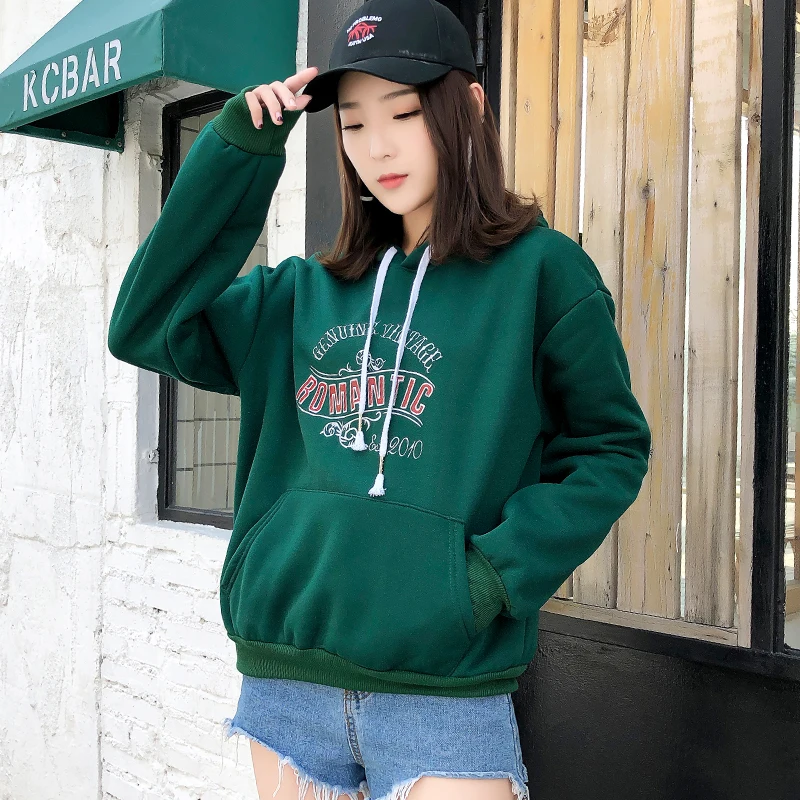 Женские толстовки с длинным рукавом, с буквенным принтом, Kawaii, harajuku, с карманами, толстовки, зимние, негабаритные, с капюшоном, флис, теплая толстовка с капюшоном