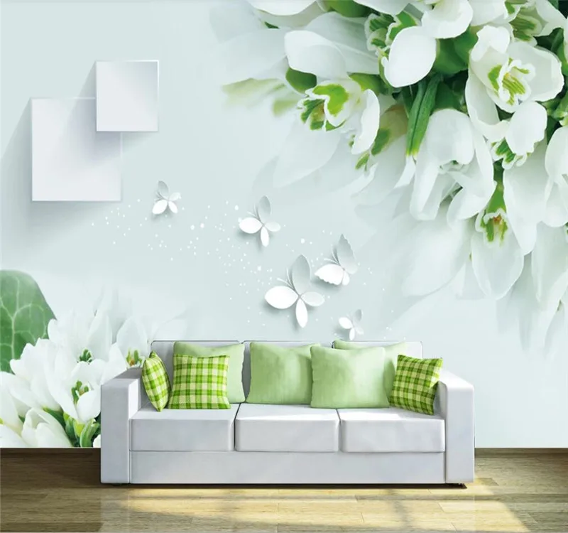 Профессиональные костюмы обои, элегантная бабочка, любовь, цветок 3D модные ТВ фоне кирпичной стены-высококачественный водонепроницаемый материал