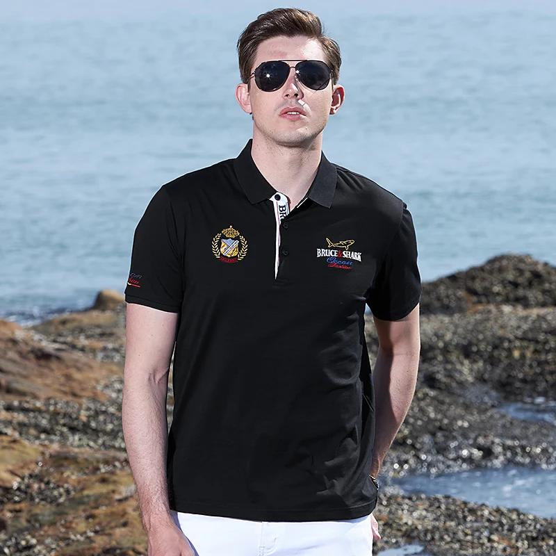 

2020 Summer New Bruce&Shark Cotton Men Polo Short Men TEES Soften Cotton Jersey Fashion Casual Loose best quality Plus 4XL polo