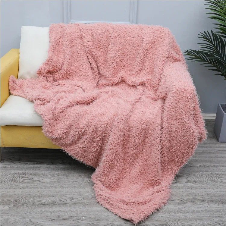 Супер мягкое одеяло длинное бархатное одеяло PV бархатное одеяло теплое элегантное уютное одеяло кровать диван одеяло s подарок - Цвет: Pink