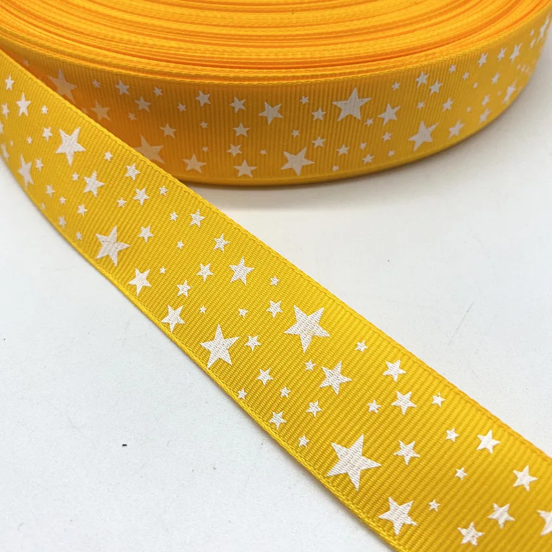 Grosgrain Satin Ribbons Printed Star Wedding Christmas Party Decorations DIY Bow Craft Ribbons Supplies 5yards 15-38mm