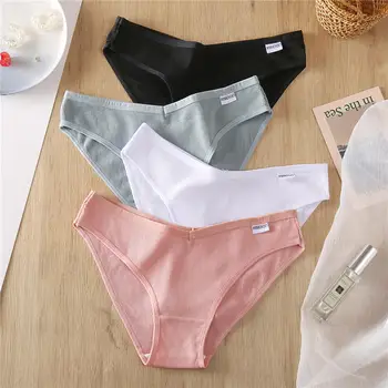 

3PCS/Set Cotton Panties Female Underpants Briefs Sexy Panties for Women Underwear Plus Size Pantys Lingerie 6 Solid Color M-4XL