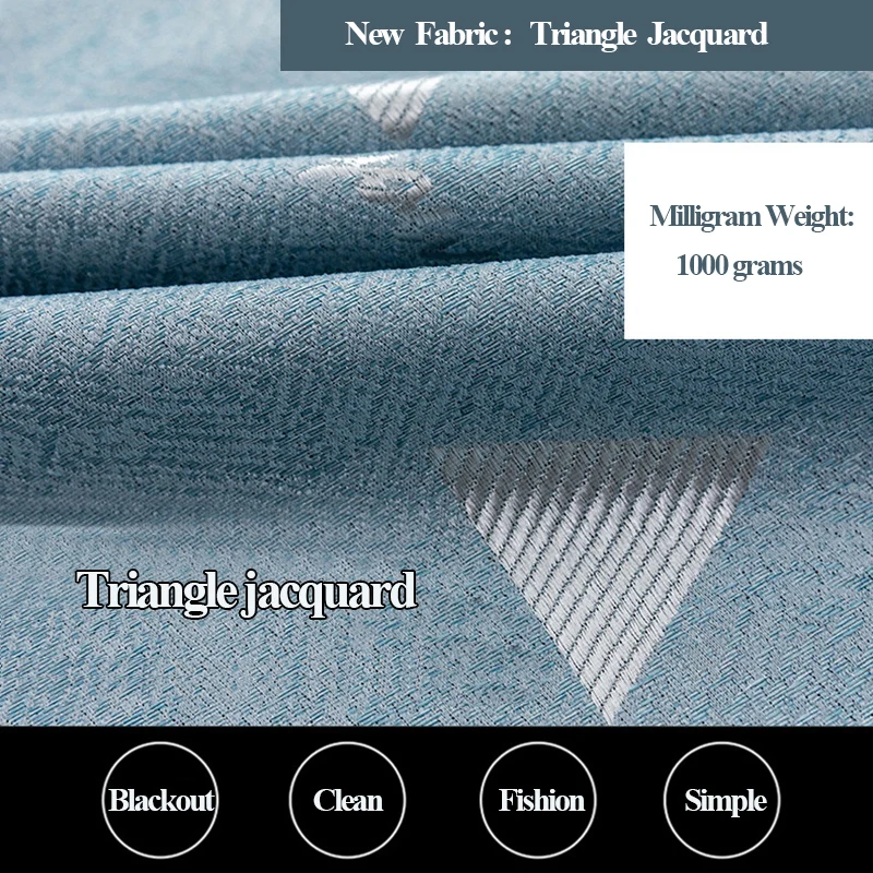YCENTRE Thermal Insulated Window Jacquard Blackout Curtains Modern Blue Drape Blinds Panel for Bedroom / Living Room /kids Room 6