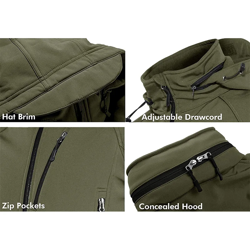 EKLENTSON Herren-Winter-Fleecejacke, wasserdicht, Softshell, durchgehender Reißverschluss, abnehmbare Kapuze für Wandern, Camping, Outdoor-Aktivitäten – Detail 12