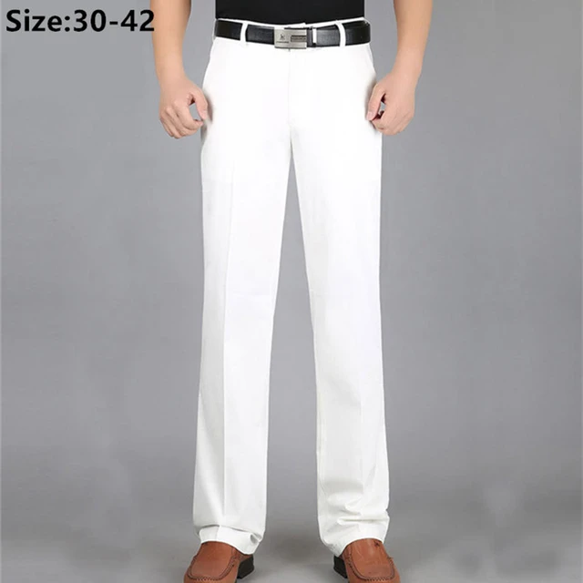 White Slim Fit Cotton Pants for Men by GentWith | Worldwide Shipping