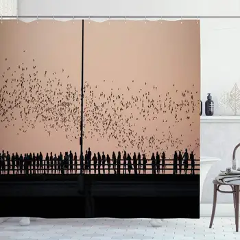 

Shower Curtain Set with Hooks 66x72 Trendy Bridge Tx Sky Skyline Bats Congress Urban Line Hundreds Crowd Bat Awaresome Avenue
