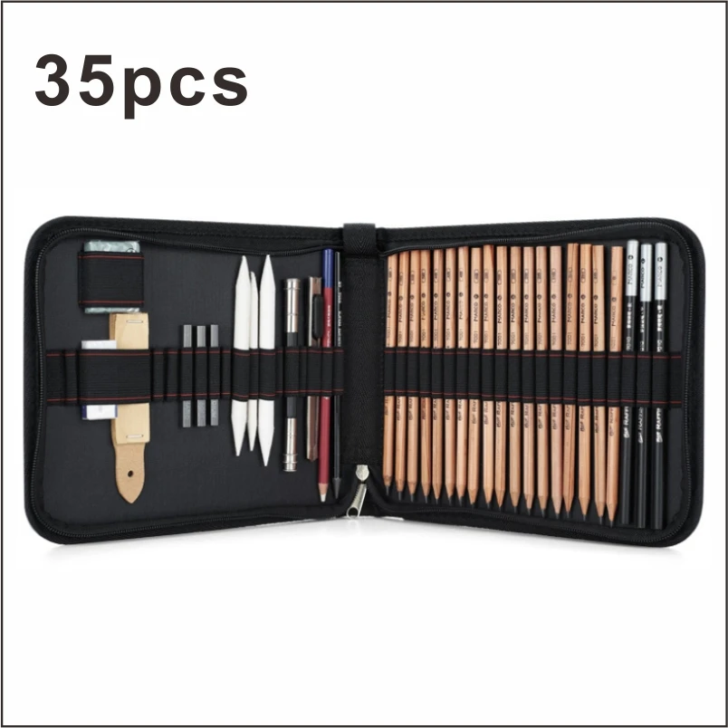 35 Fold Bag set 35 шт. карандашный эскизная ручка набор карандашей художника карандаши для рисования Earser принадлежности для рисования с эскизным Рисунком Холст Карандаш сумка эскизная ручка - Цвет: 35 Fold Bag set