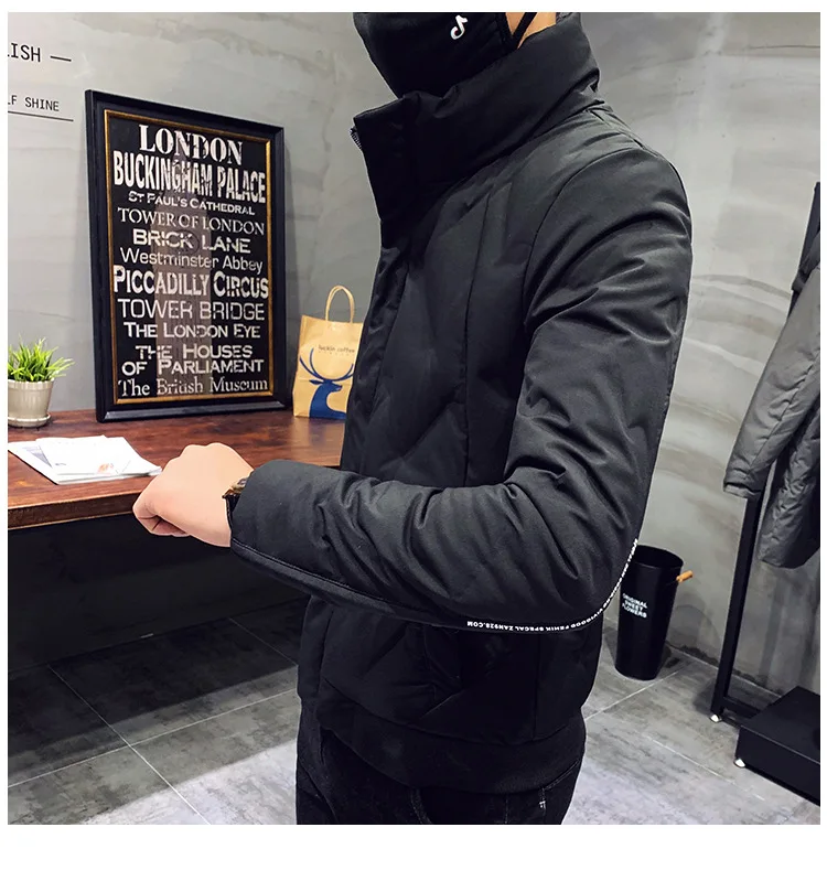 Short Stand Collar down Jacket Men's Japanese-style Slim Fit Korean-style Warm Coat Xj03 down Feather-185