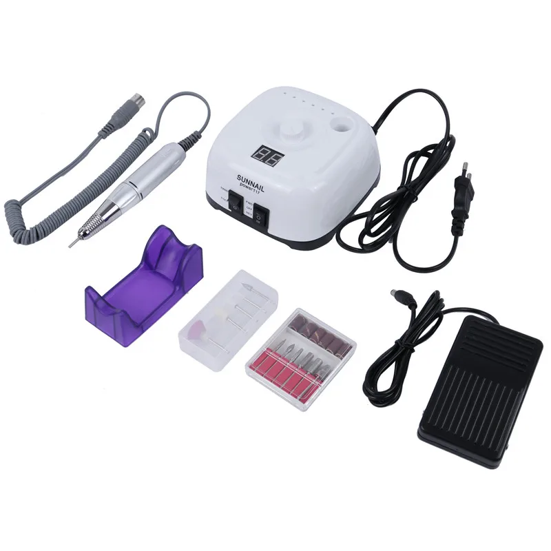 Белый Профессиональный инструмент для полировки ногтей, пилочка для ногтей, маникюрный набор, 35000 об/мин, 100 в/240 в, электрическая дрель для ногтей - Цвет: white