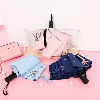 

Women Automatic Umbrella Rain Women Female Mini Folding Umbrella Cute Black Sun Umbrella Waterproof Parasol Auto QZH067