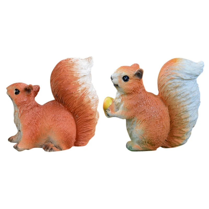 

4Pcs Simulated Squirrels DIY Ornament Fairy Garden Little Model Home Decor Squirrel Figurine Miniature Squirrel Micro- Landscape