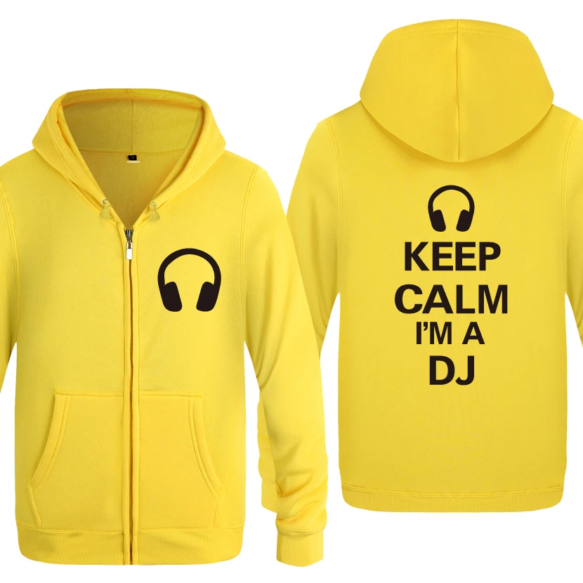 Keep Calm Im A DJ-наушники для музыкального мероприятия, DJ свитшот для мужчин, мужские флисовые толстовки на молнии с капюшоном, кардиганы