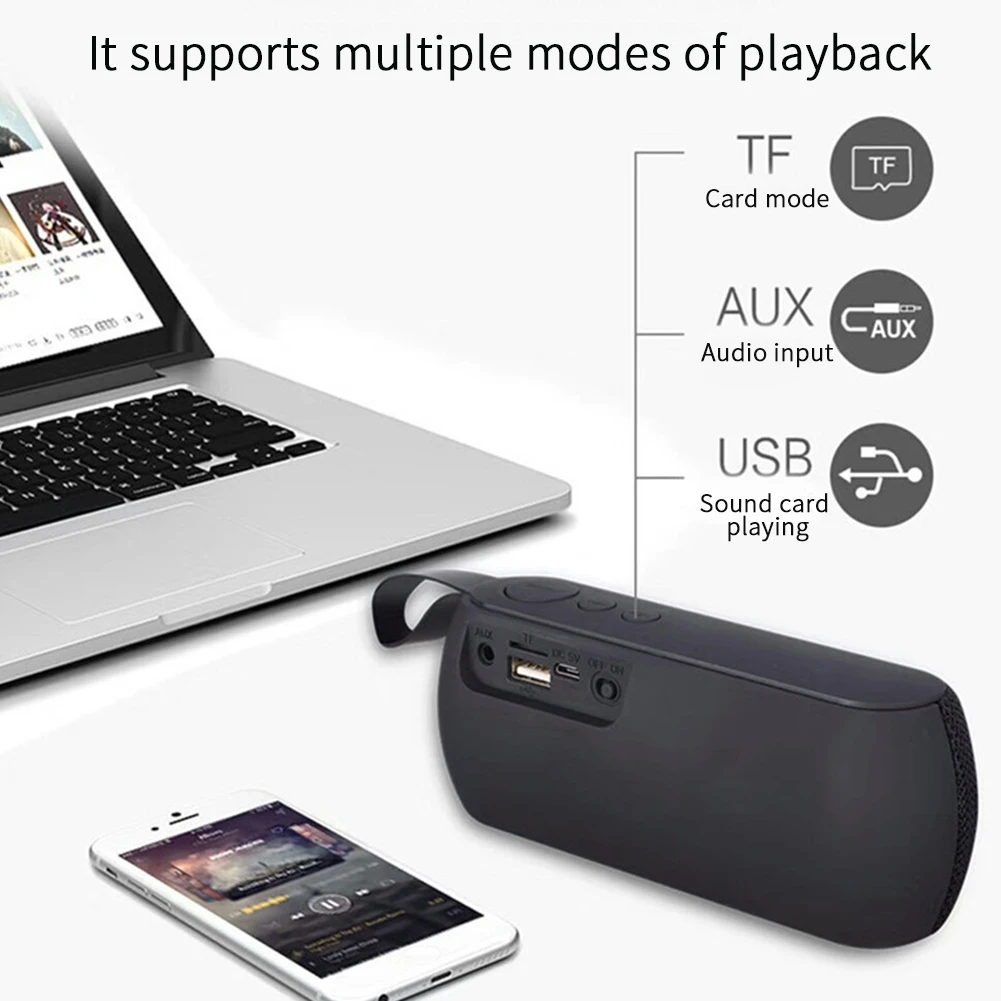Черный Поддержка TF карты Bluetooth динамик AUX вход двухканальный перезаряжаемая звуковая система сабвуфер беспроводной открытый домашний 3D стерео - Цвет: Черный